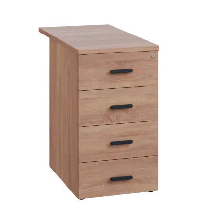 LKC 2 - 81 kontejner přístavný, 4-zásuvkový, deska 25 mm, centrální zámek, dub bardolino